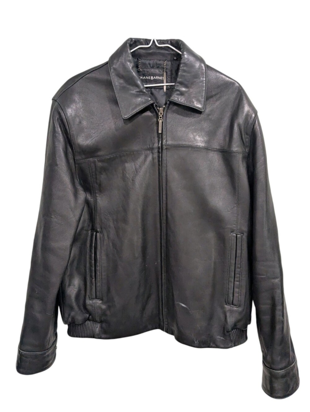 Vintage Jhane Barnes Men's Black Genuine Leather Bomber Jacket Coat Sz 40